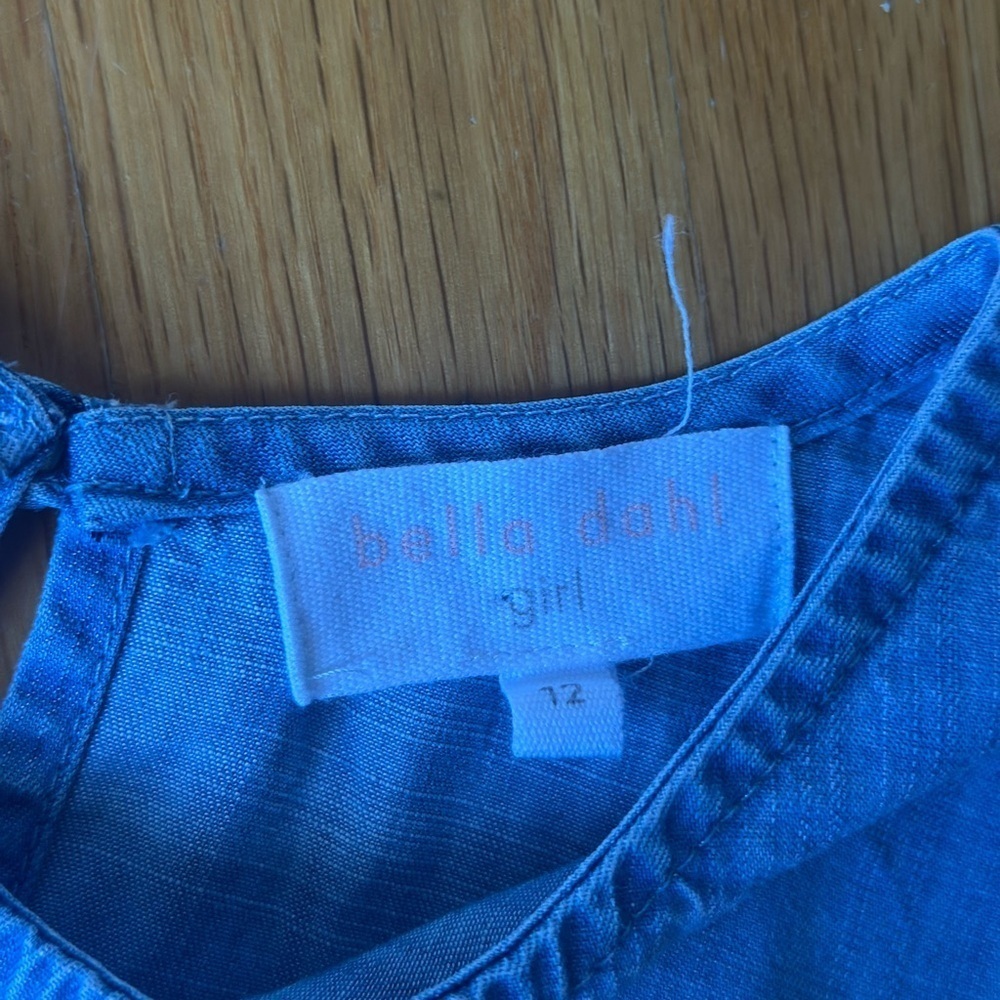 Bella Dahl Girls sleeveless Chambray Denim Fray Hem Top Side Stripe Size 12 - Picture 4 of 8